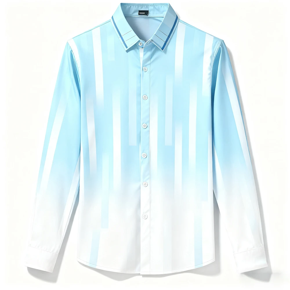 الرجال الخريف جديد تصميم شخصي التدرج ثلاثية الأبعاد قميص مطبوع هاواي شاطئ عطلة حفلة عادية بأكمام طويلة لينة الخارجي