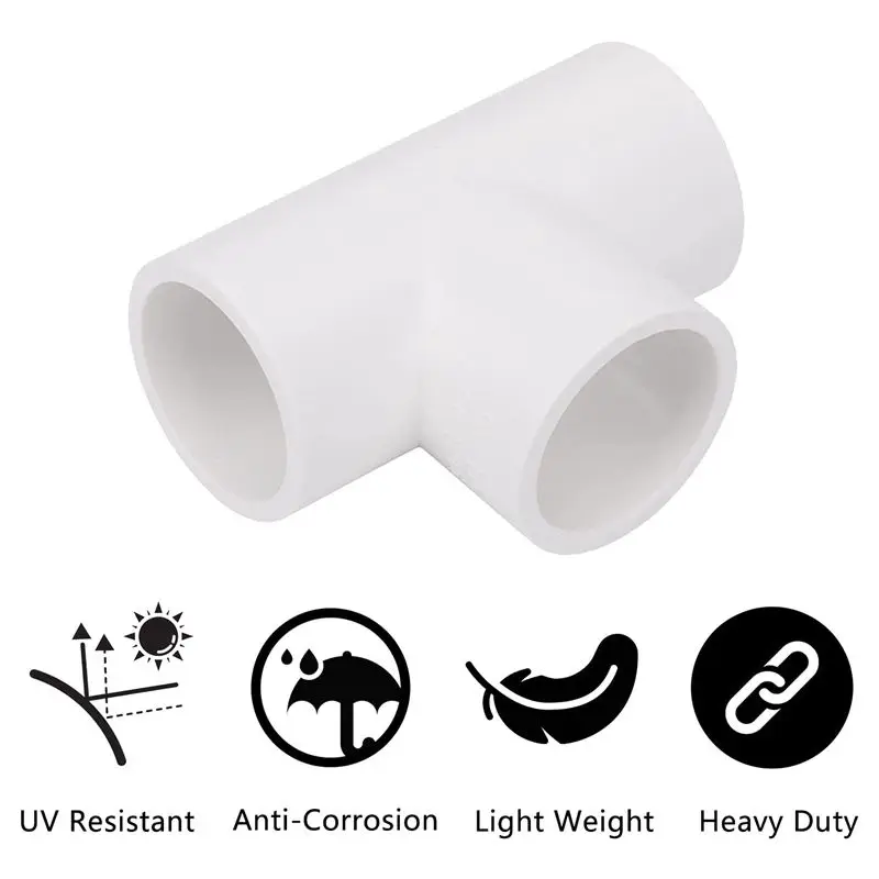 Reliable- 20 Pack 3/4in Tee 3 Way PVC Pipe Fittings Connector, Furniture Grade Elbow Fitting for DIY Garden Shelf