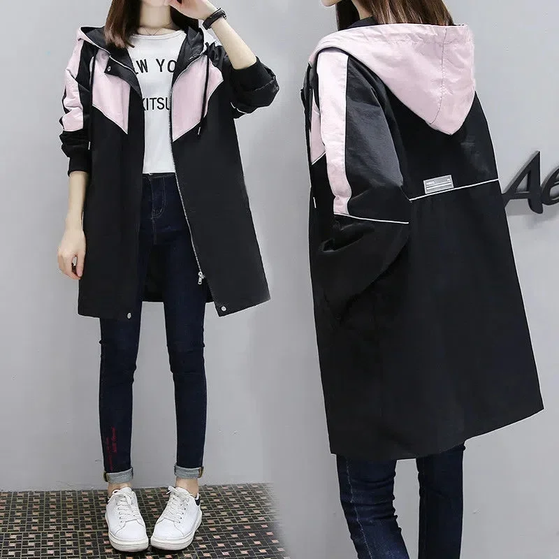 Pop Added Cotton Thick Windbreaker Women's Medium Length 2025 Winter Korean Edition Loose Slimming Hoodie Plus Cotton Female Coa