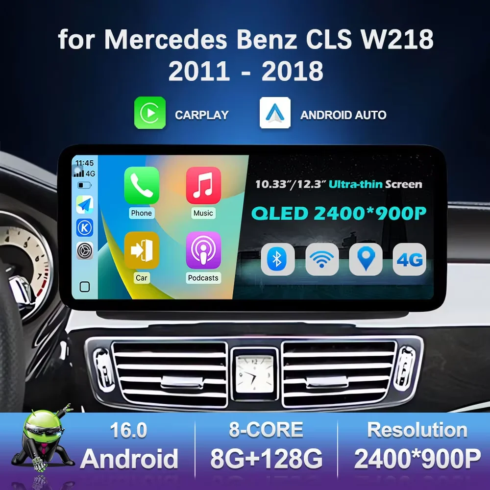for Mercedes Benz CLS W218 2011 - 2018 Carplay Android 16 GPS Navi Head Unit Car Video Multimedia Player Stereo  HD Screen BT 4G