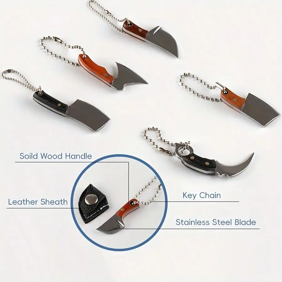 Damascus Mini Axe-Shaped Knife Set EDC Knife Set Package Opener Cutter Box Knife