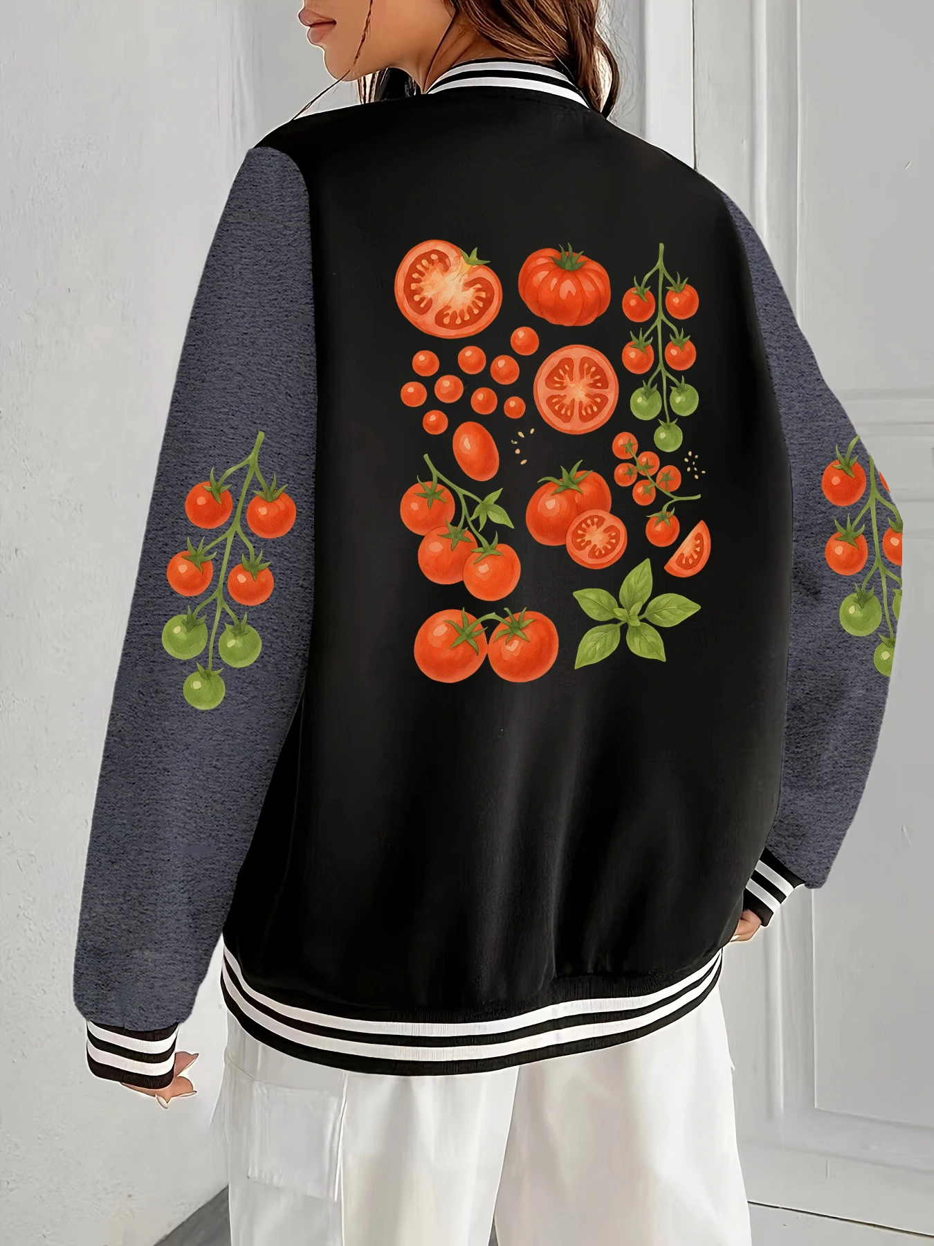

Fresh And Delicious Tomatoes Print Woman Clothing Hip Hop Loose Jacket Warm Sport Jackets Thicken Comfortable Baseball Uniform