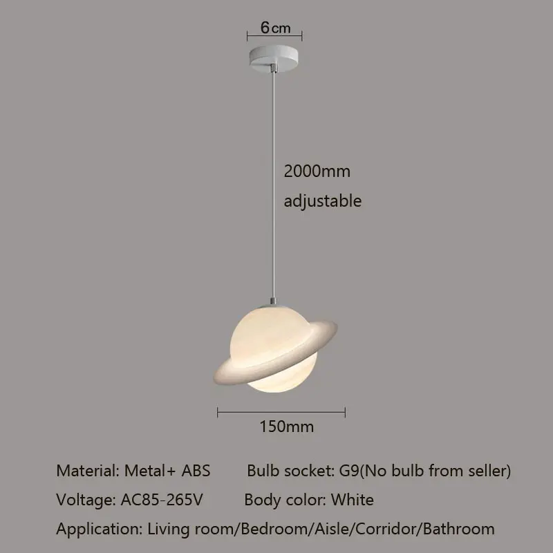 Romantic Planet Saturn Chandelier Bedside Porch Creative Balcony Bedroom Children\'s Room Light Study Dining Room Pendant Lamp