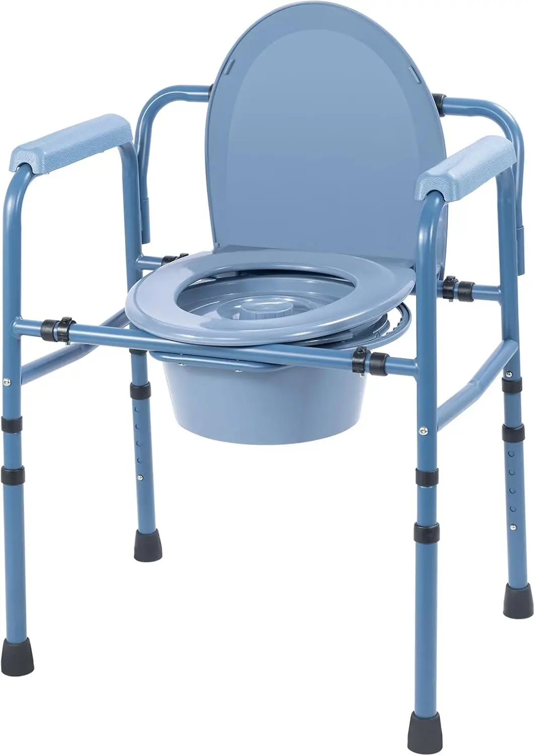 3-in-1 Bedside Commode Chair with Splash Guard & Bucket, Portable Toilet for Seniors, Adult Potty Chair Supports 300 lbs，Blue