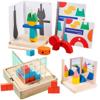 Kids 3D Geometry Education Board Game Logical Thinking Reasoning Toy Montessori Mirror Puzzle Matching Three View Teaching Aids
