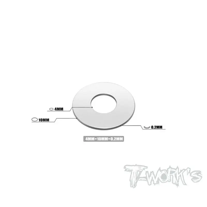 Original T Works TA-134-02 4 x 10 x 0.2mm Stainless Steel Shim Washer ( 10pcs. ) Rc Tool