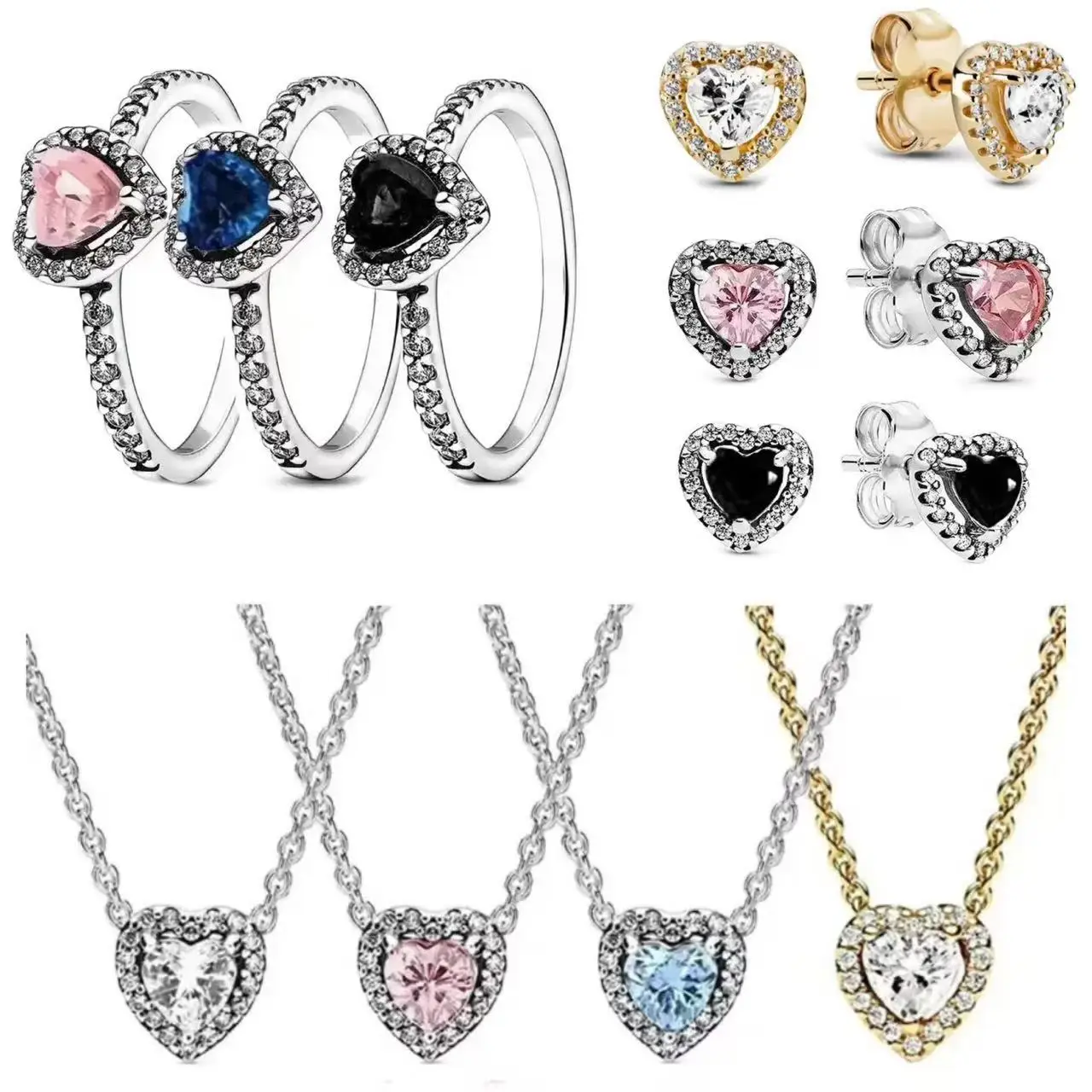 

Роскошные серьги, кольца и цепочки премиум-класса из стерлингового серебра 925 пробы в форме сердца с разноцветными кристаллами — стильный подарок для ювелирных изделий
