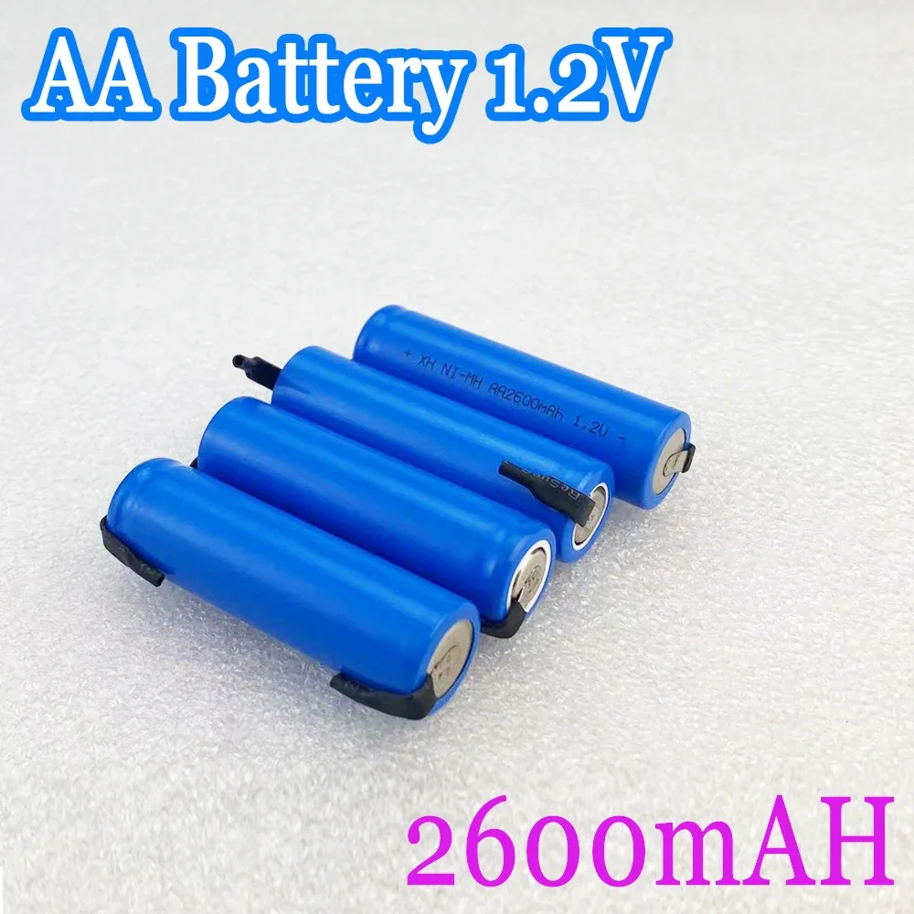 

New AA Rechargeable Battery 1.2V 2600mAh AA Ni-MH Battery with Solder Pins for DIY Electric Razor Toothbrush Toys