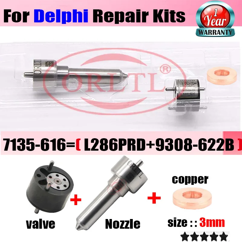 Analyste de réparation de assujetd'injecteur, buse L286Store D, 9308-622B, 7135-616, EJBR05601D, 28237259, 28232234, 166000897R, 166007866R, ORLTL