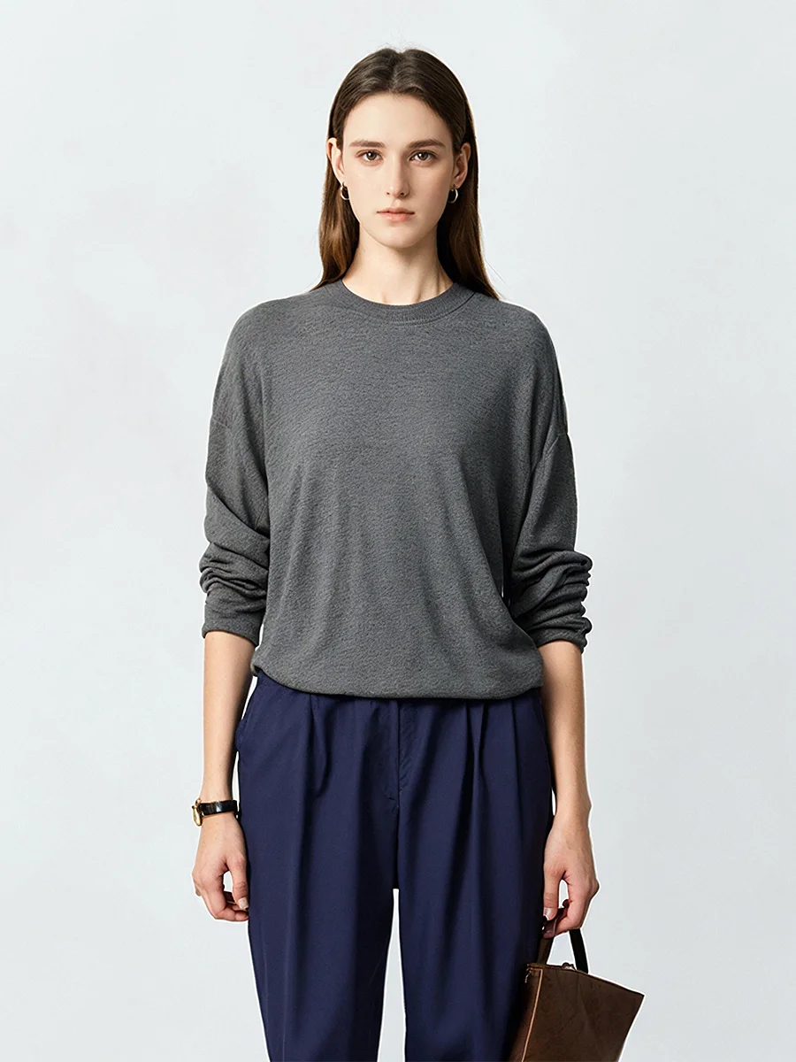 

Женская футболка Ne Long Sve, весна 2025, новая, свободного кроя, с простым универсальным дизайном, повседневный топ