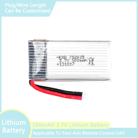 3.7V 500mAh 300mAh 250mAh 160mAh RC Aircraft Rechargeable Liion Battery For Remote Control SU57 Mige530 FX620 FX820 F22 Aircraft