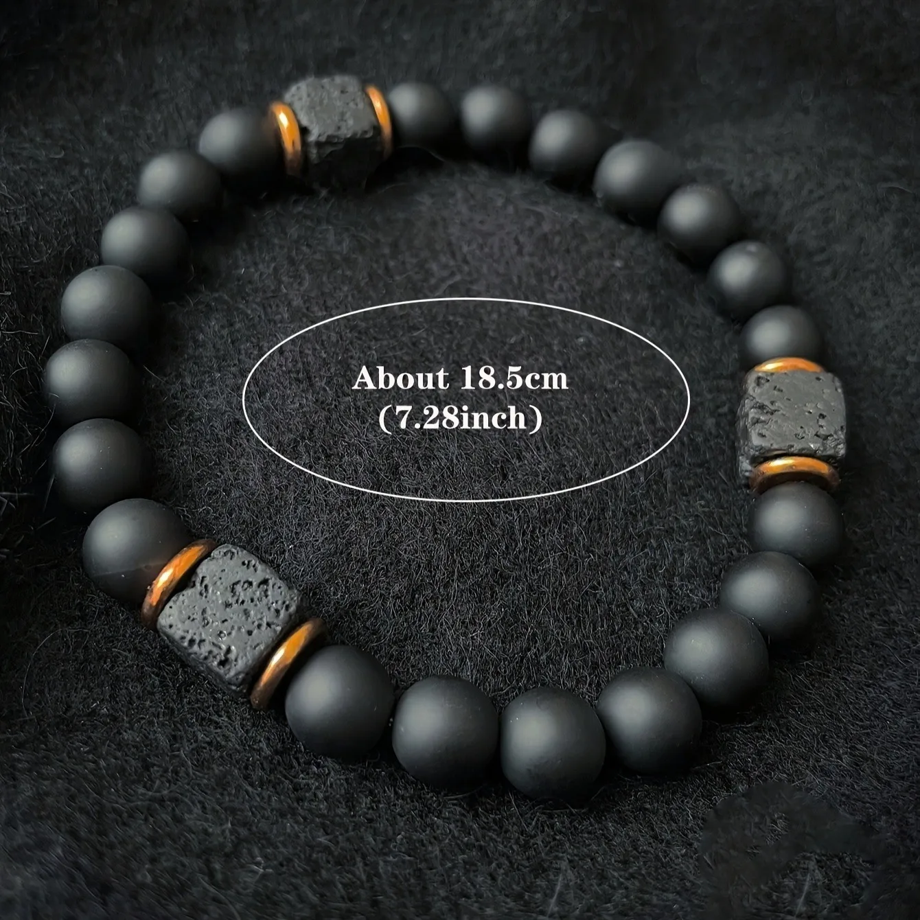 Elastic Men's Volcanic Stone Bracelet with Square Black Agate Fashionable Jewelry Suitable for Modern Gentlemen Magnetic Therapy
