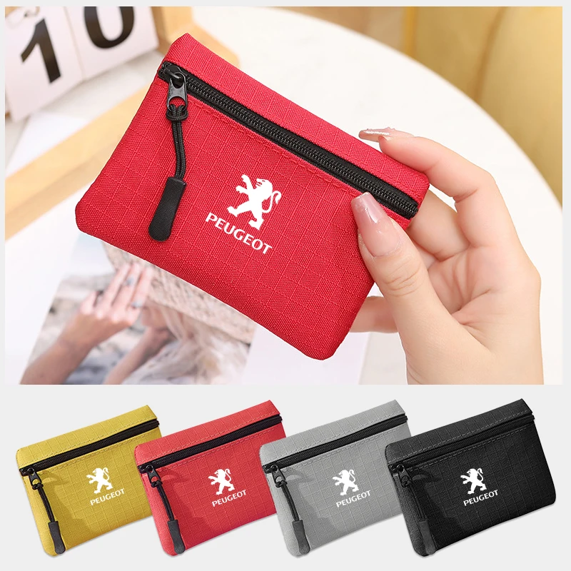 شعار سيارة محفظة نسائية للعملات المعدنية خمر قماش المحفظة الصلبة باليد البريدي بطاقة المحفظة لبيجو 407 508 2008 5008 307 308 3008 208 #1