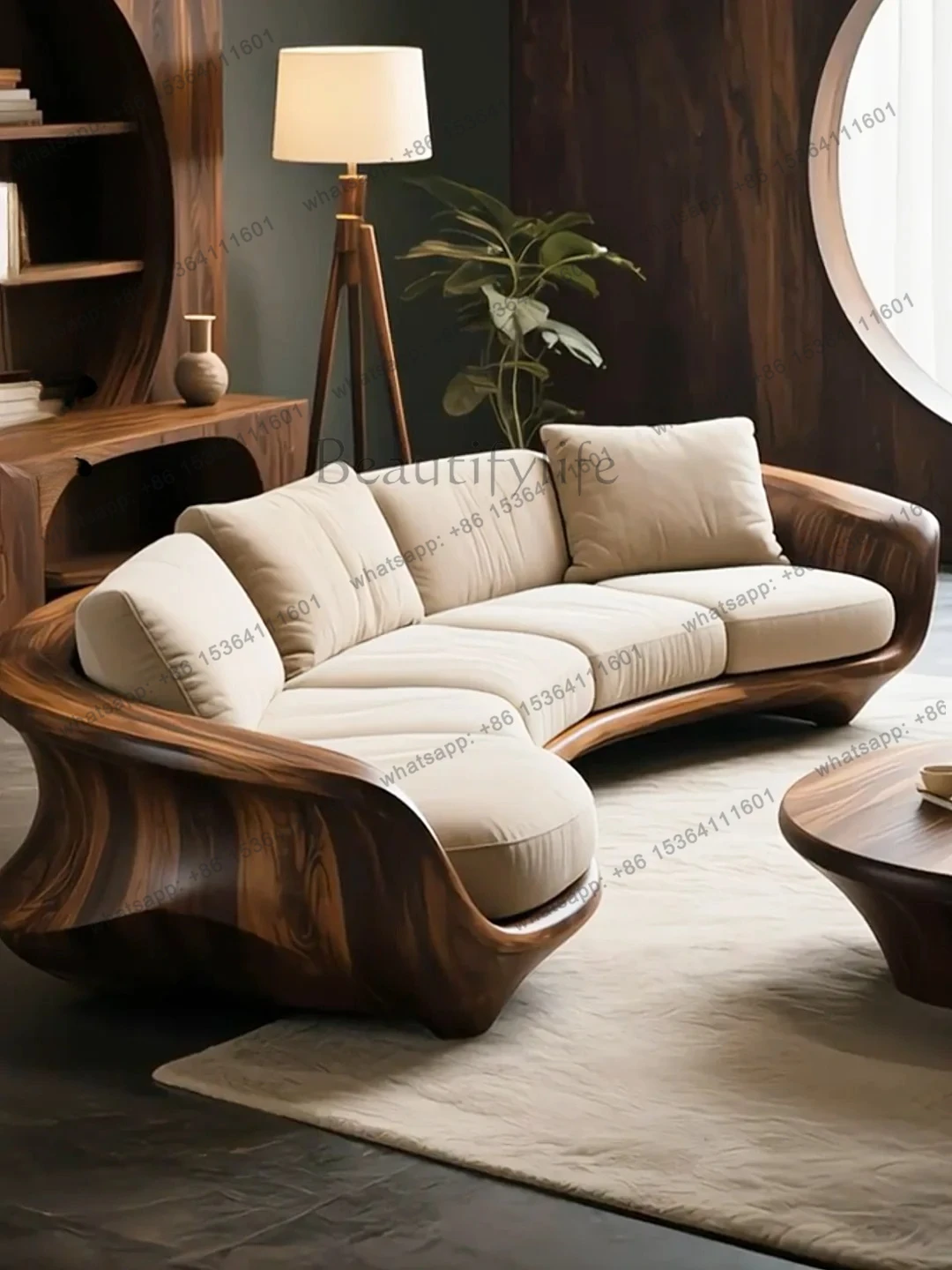 8Divano moderno italiano di fascia alta in legno massello zen per hotel di lusso leggero
