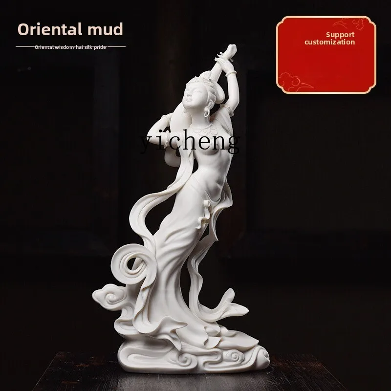 L7-14 Dunhuang Feitian Figure Ornament Dehua White Porcelain Sculpture Decorative Art