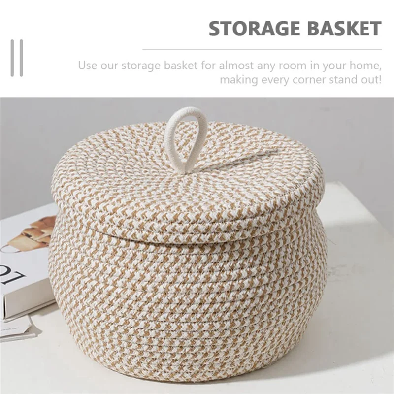 

Hot Selling-Cute Storage Bin Box For Toys Small Round Woven Storage Basket With Lid Small Decorative Toy Basket,Cute Storage Bin