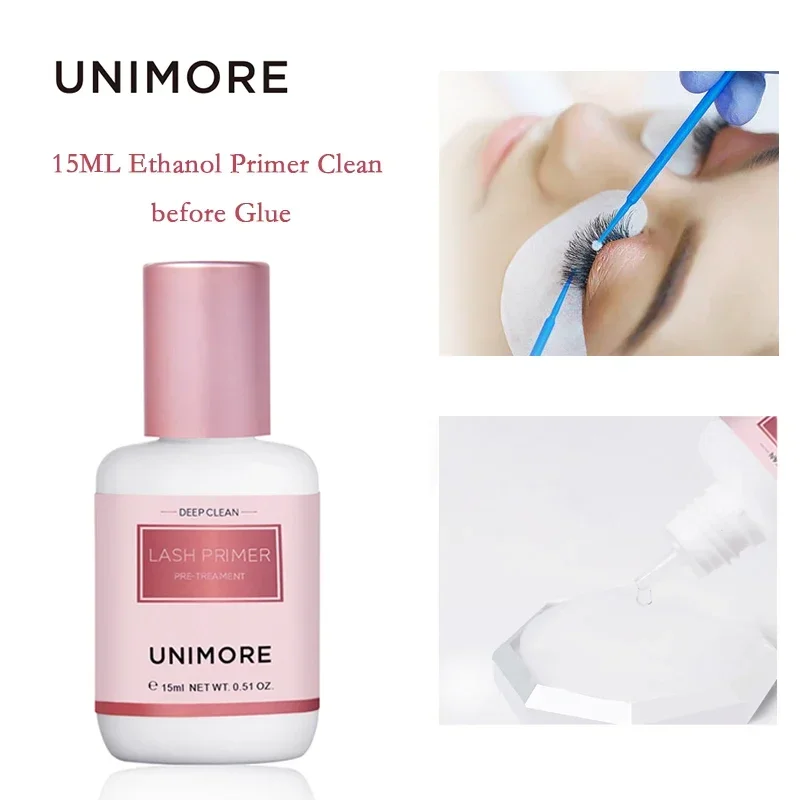 5PCS Unimore Primer per Estensione Delle Ciglia Pre-treatamento Adesivo Lash Cleaner 15ml Gel Detergente Lash Adesivo per Tutte Le Colla per Ciglia