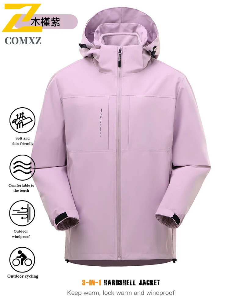 الشتاء 3 في 1 زوجين سترة واقية سترة مقاوم للماء يندبروف الحرارية الصوف مبطنة في الهواء الطلق المشي لمسافات طويلة التخييم الصيد معطف تنفس #6