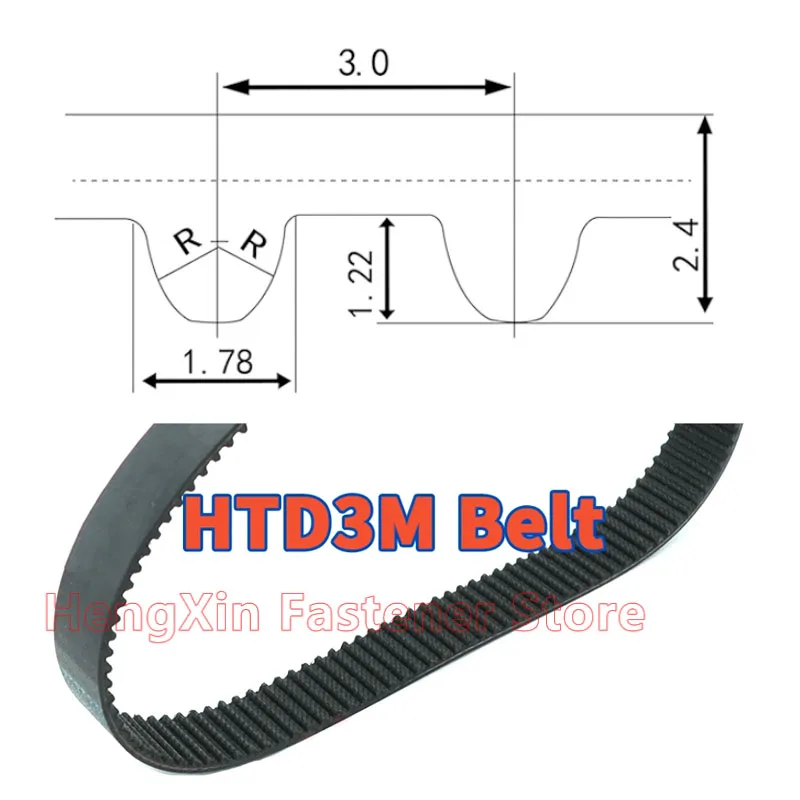 Belt Perimeter 1401mm To 5100mm HTD3M Timing Belt Rubber Closed Loop Synchronous Belt Width 6 10 15 20 25 30 Pitch 3mm Arc Tooth