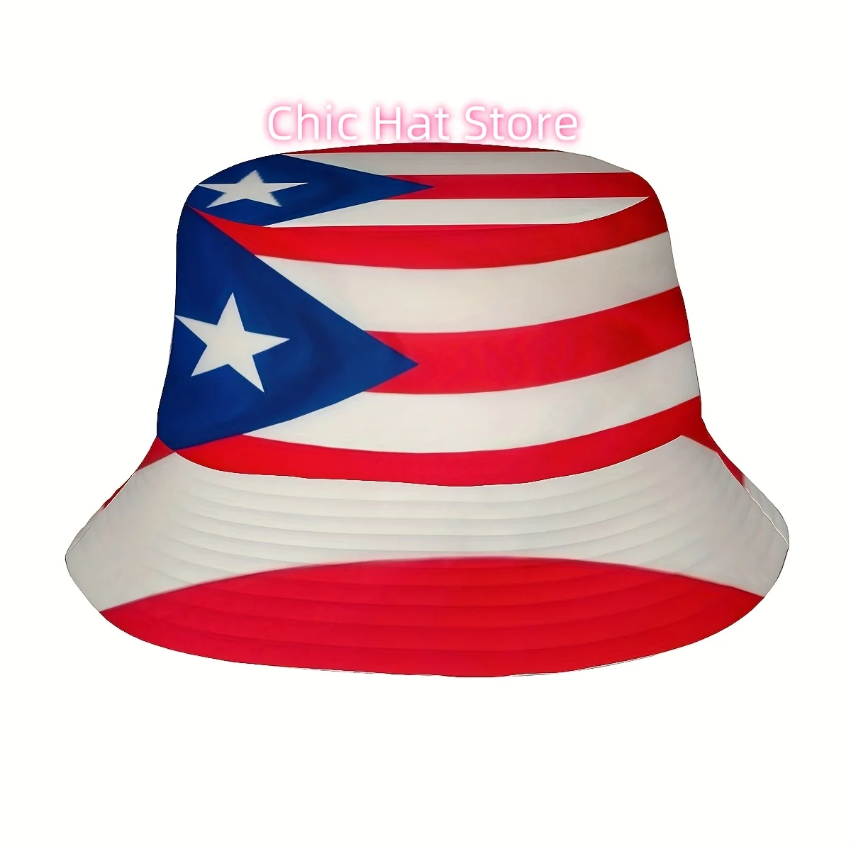 1pc Puerto Rico Flag Printed Fisherman Bucket Hat - Funky Unisex Sun Hat for Outdoor Beach Golf Fishing Hiking, Wide Brim Lightw