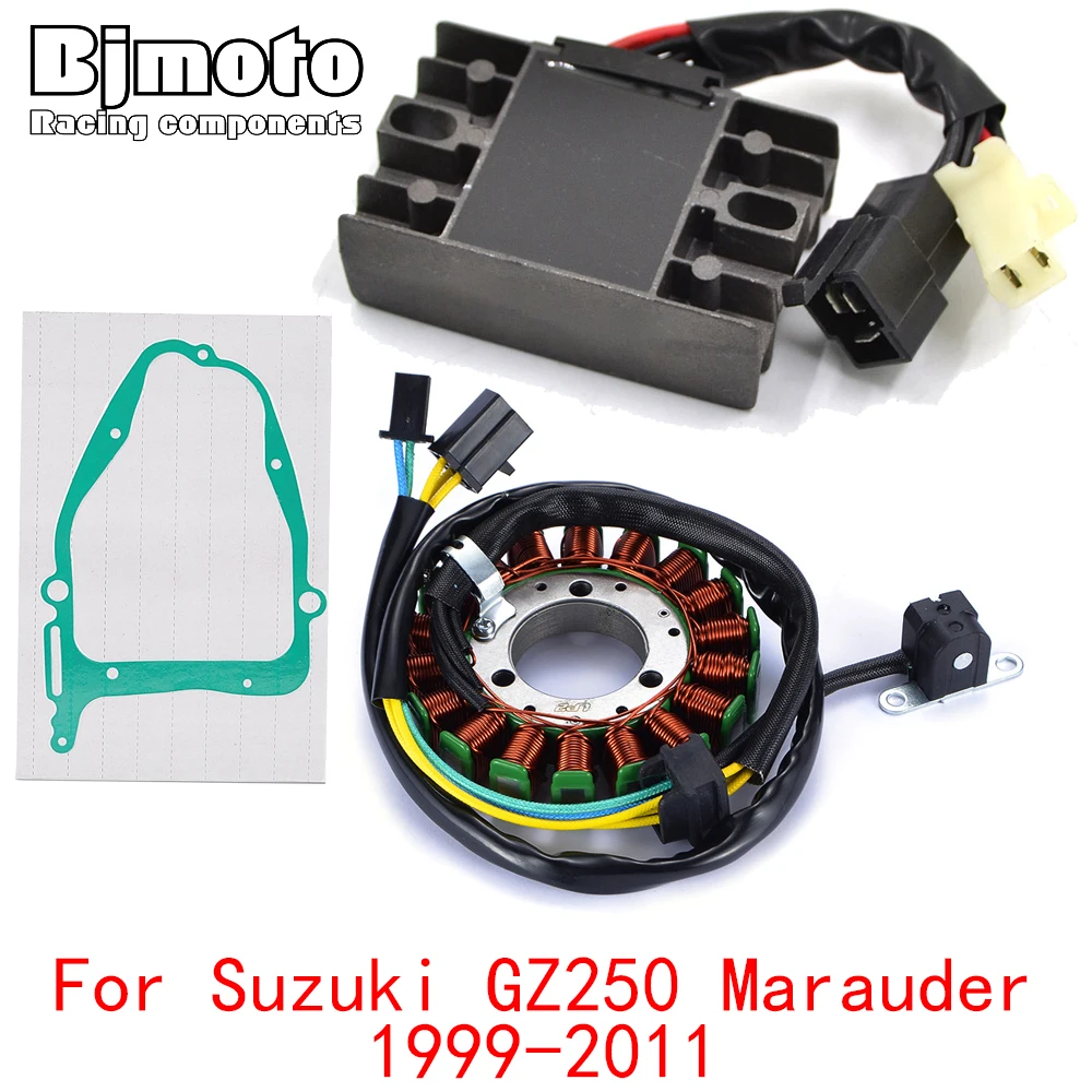 GZ250 2011 GZ 250 Engine Stator Coil+Voltage Regulator rectifier For Suzuki GZ-250 GZ250 Marauder 1999 2000-2010 With Gasket