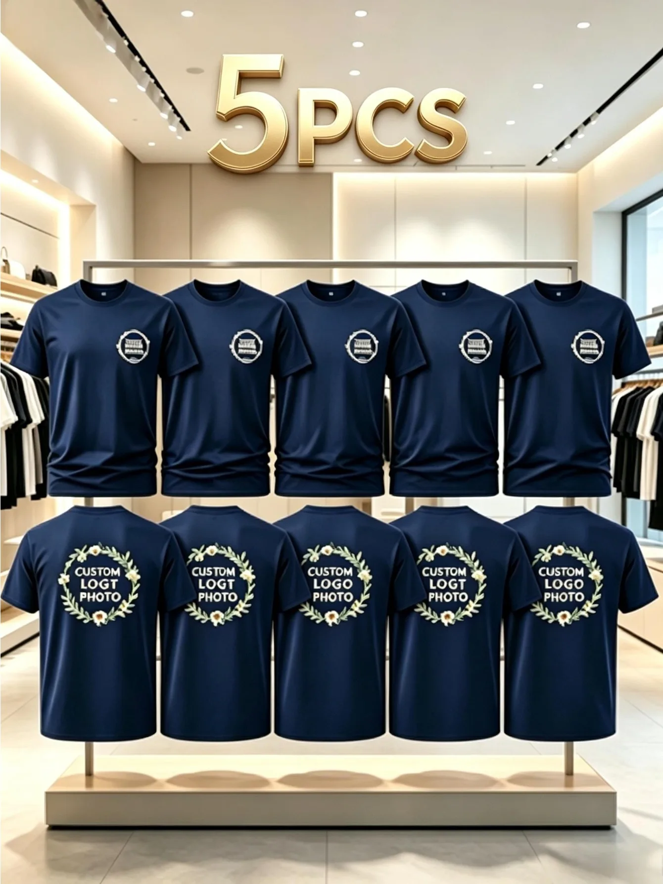 Corporate Team Building Custom T-Shirt 5pcs Set, Small Logo on Chest And Large Circle on Back, Custom Team Culture Shirts image 6