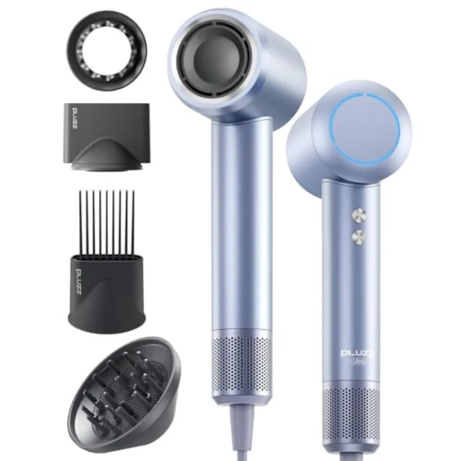 

Hair Dryer with Comb and Diffuser Attachment for Curly Hair 200M Negative Ionic Blow Dryer Brush High-Speed Brushless Motor Hai