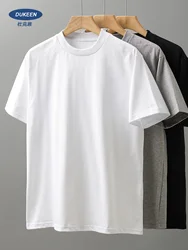 DUKEEN 400G Heavyweight Men's T Shirts Summer 100% Cotton Solid Color Small Neckline Design Thickset Tees Man Basic White Tops