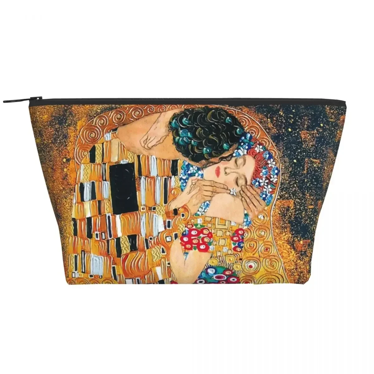 Gustav Klimt The Kiss Makeup Bag Women Travel Cosmetic Organizer Cute Gold Colorful Painting Art Storage Toiletry Bags