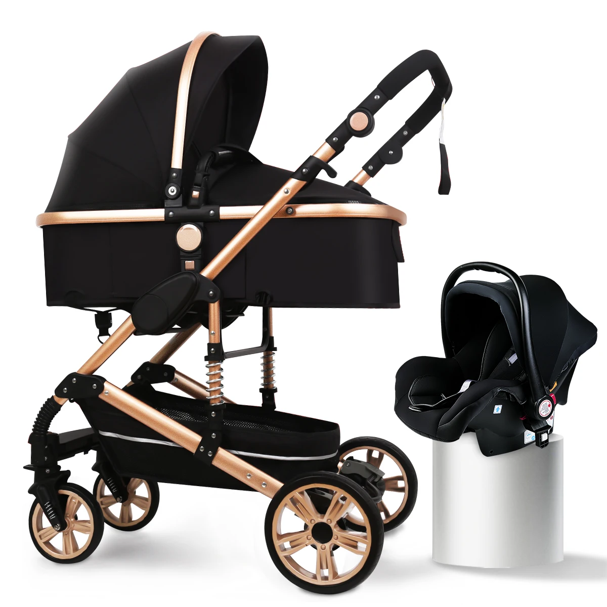 Baby Stroller ,Portable Baby Carriage,Fold Pram,Aluminum Frame High Landscape Stroller,for Newborn Baby trolley car seat