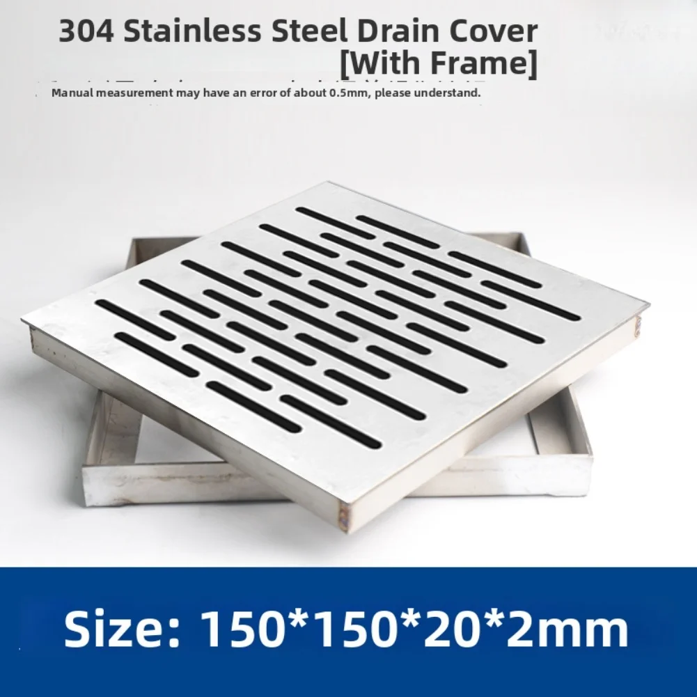 1pc Drain Grate Floor Drain With Frame 304 Stainless Steel Invisible Manhole Cover And Drainage Ditch Cover Plate Outdoor