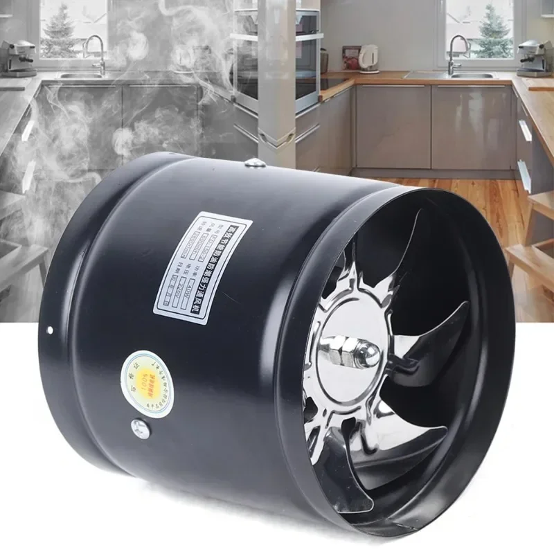 Image of 6-Zoll-8-Zoll-Metallrohr-Abluftventilator, Wandmontage-Luftventilator, Mini-Abluftventilator für Badezimmer, Toilette, Küche, Lüftungsventilator