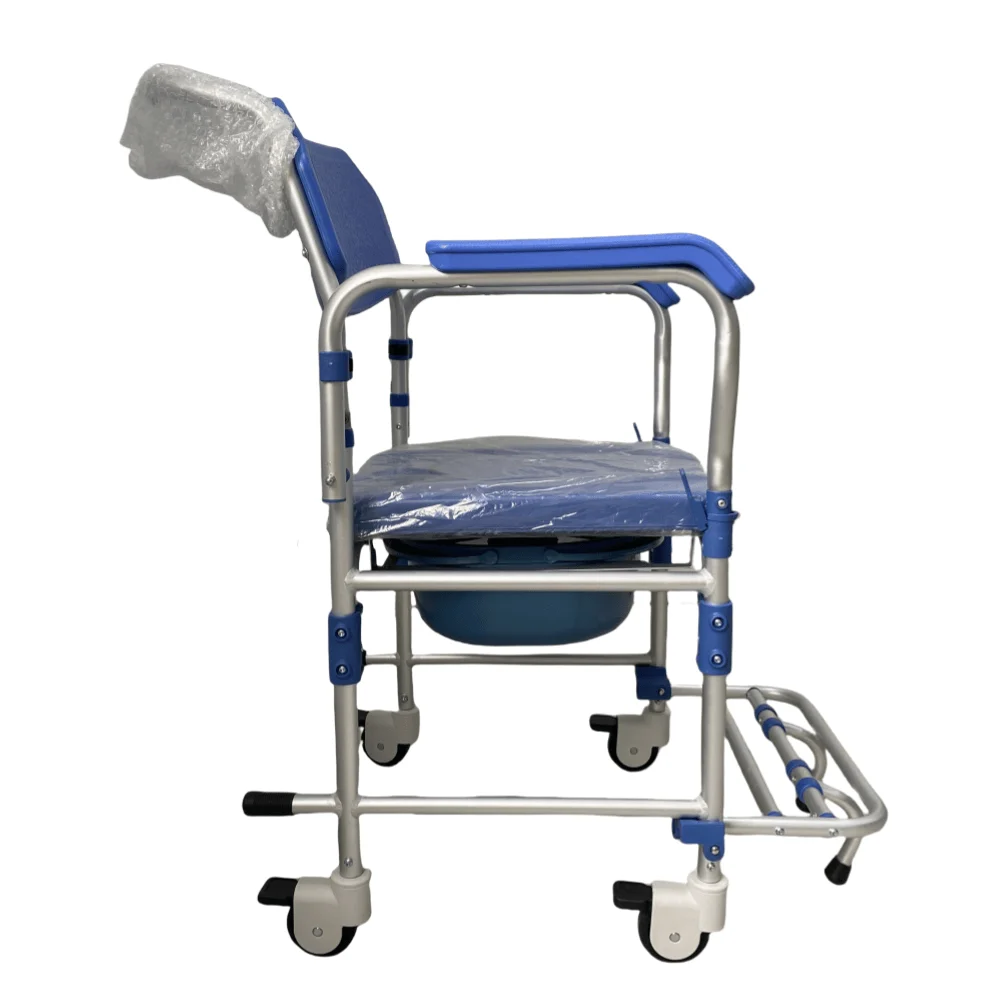 Commode Chair for Elderly Disabled, Height Adjustable Foldable Steel Toilet Assistant, 120kg Capacity, Portable Bathroom Aid