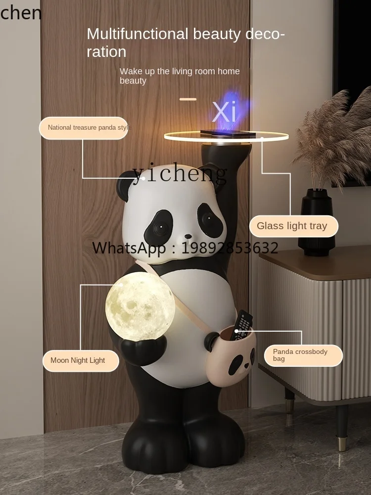 YFY Living Room Panda Large Floor Ornaments Entry Luxury Home TV Cabinet Bear Tray