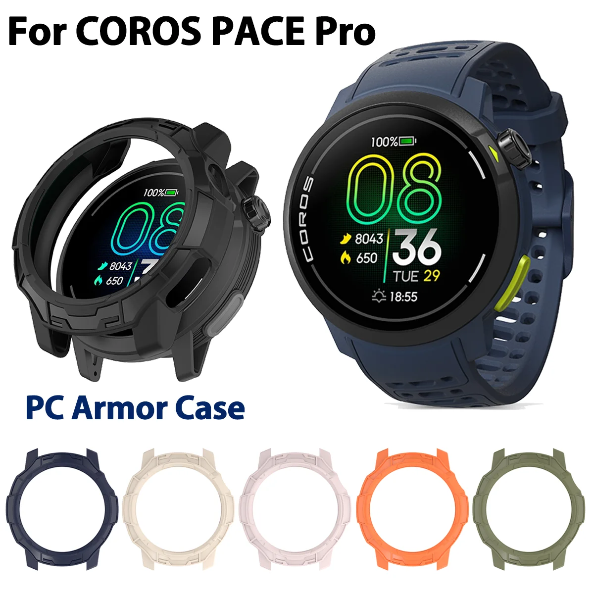 PC Hollow Case For COROS PACE Pro Frame Bezel Bumper Protective Shell ShockProof for coros pace pro Casing