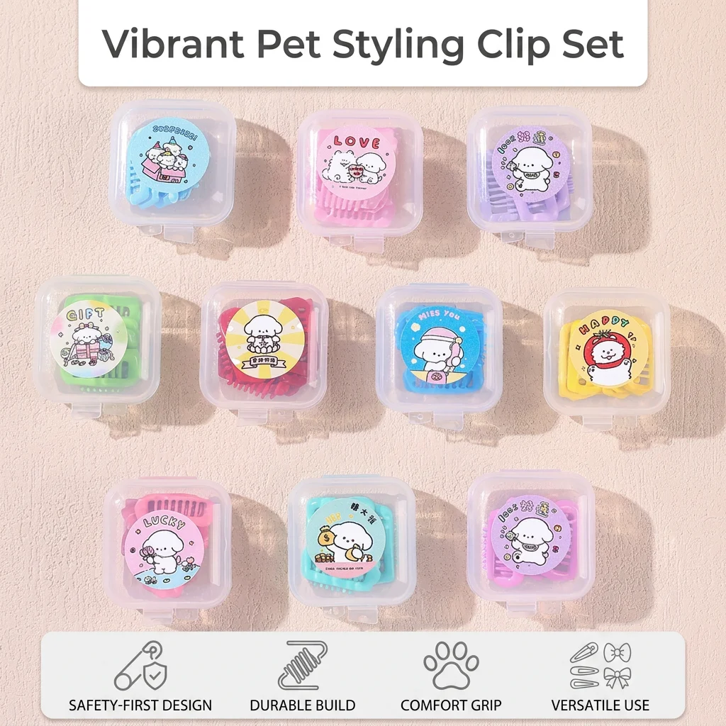 Anti-Rust Pet Hair Clips Colorful for Grooming 5Pcs Stainless Steel Mini Bows for Small Dogs Cats Cute Puppy Accessories