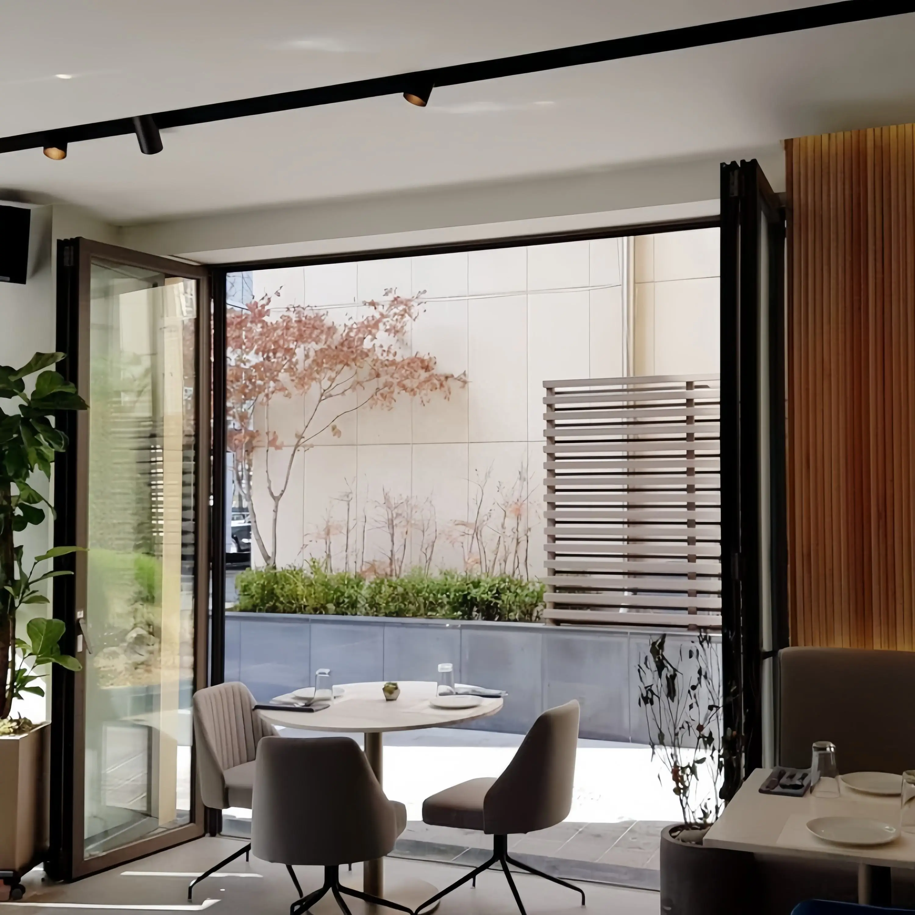Customized Multi Panels Folding Door Anti Theft Left and Right Hand Accordion Folding Doors Hidden Track Accordion Doors