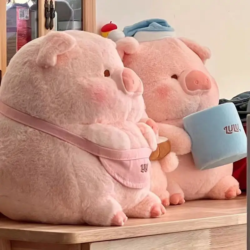 55cm Kawaii Lulu Pig Plush Toy Anime Figure Cuddle Pig Bed Pillow Cure Greedy Pig Doll Baby Birthday Gift Soothing Throw Pillow