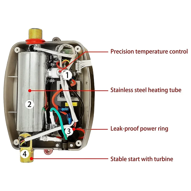ABJN-Mini calentador de agua, calentador de agua caliente eléctrico instantáneo sin tanque de 110V, calentador de agua caliente eléctrico 3000W, enchufe estadounidense