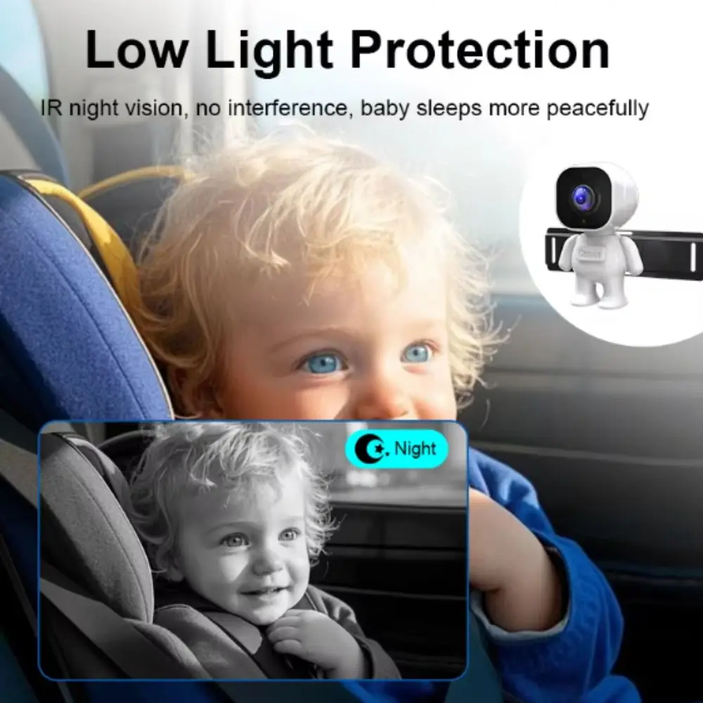 4.3 Inch Screen Baby Car Mirror Suction Cup Mount Night Vision Baby Car Monitor Infrared Camera Folding Display Car Seat Mirror