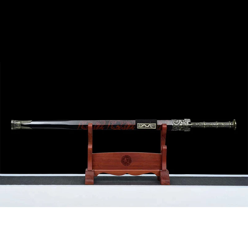 Real Chinese Swords, Manganess Steel Blade, Blue Plated, Wood Painting Scabbard, Zinc Alloy Handle,HanJian, Twin Hands Sword