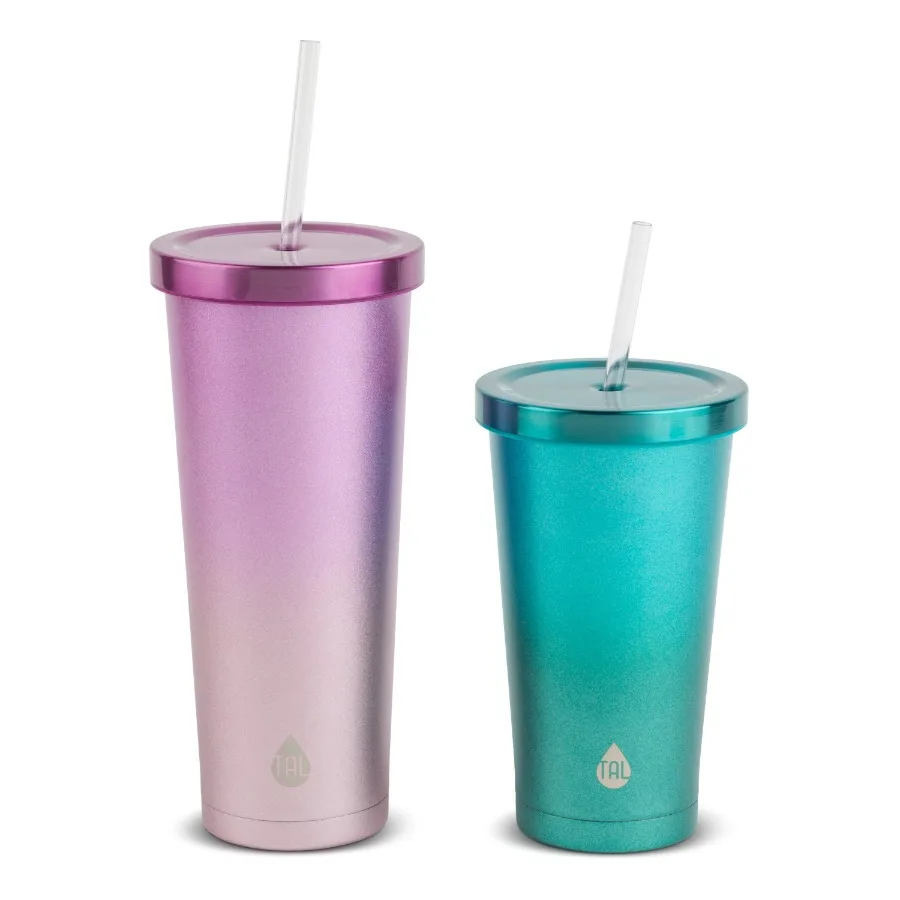 

Stainless Steel Coolie Tumblers 2-Pack, 24 fl oz and 18 fl oz, Purple and Green