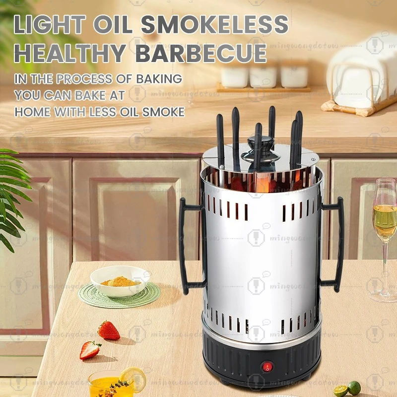 Household Smokeless BBQ Grill, Indoor & Outdoor Stainless Steel Barbecue Stove, Hanging Roaster Bucket
