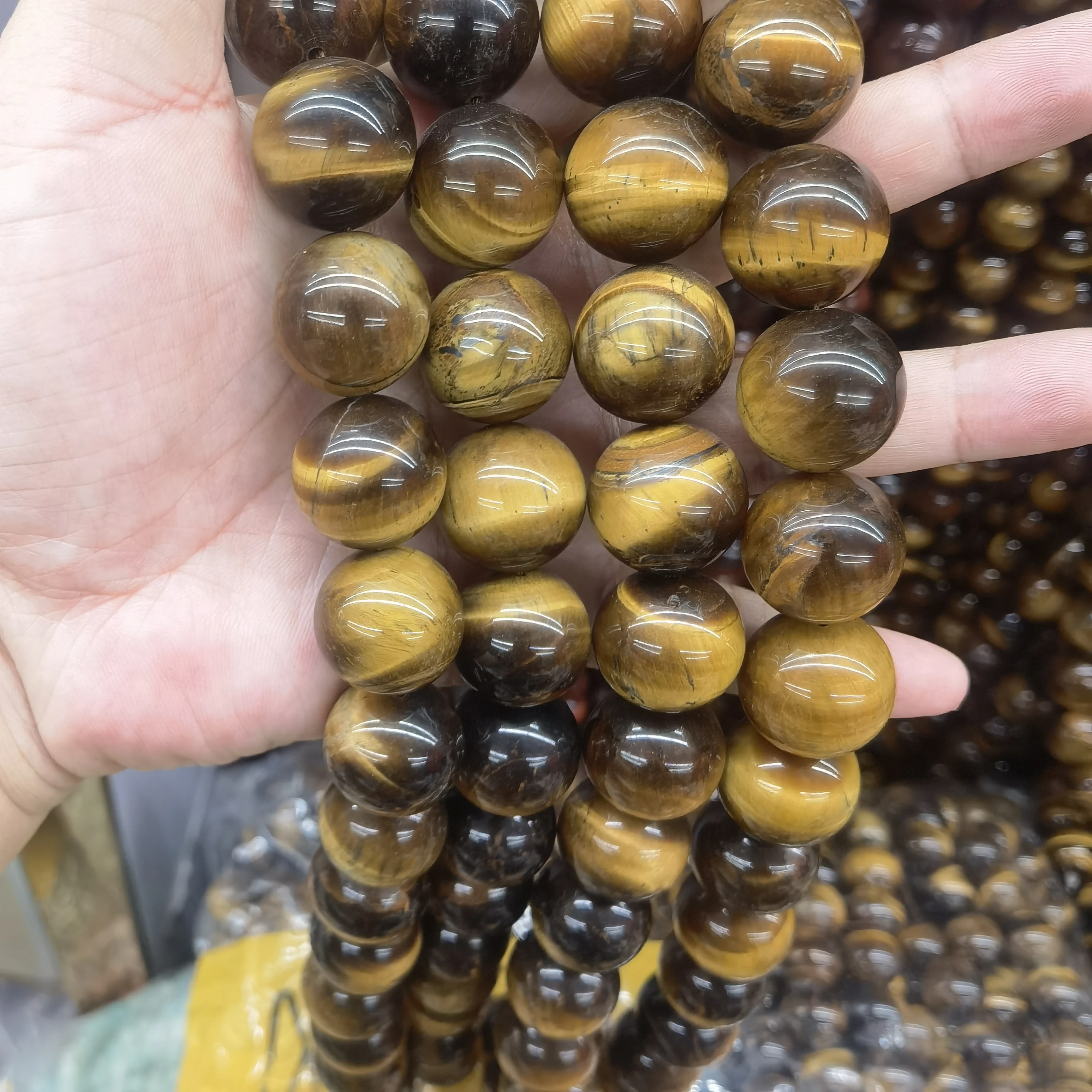 

20mm Round Genuine Natural Tiger Eye Lapis Lazuli Turquoise Stone Beads For DIY Jewelry Making Bracelet Strand 15''