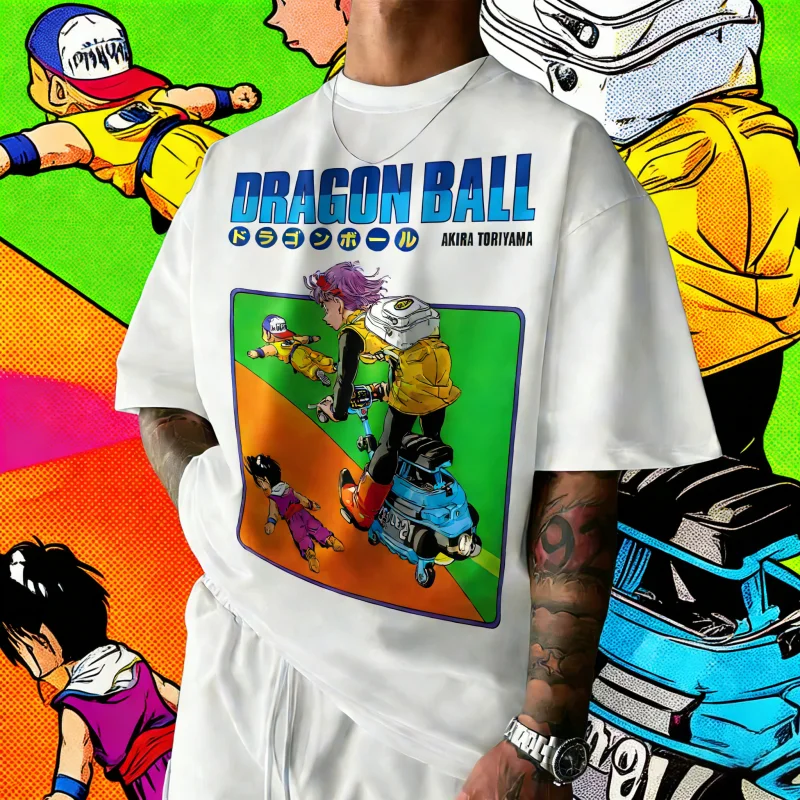 2026 Neues Sommer-T-Shirt zum 40. Jubiläum von Dragon Ball mit Bulma-Aufdruck, 100% Baumwolle, Anime-Print, Übergröße, Lässige Streetwear, Unisex, Y2K
