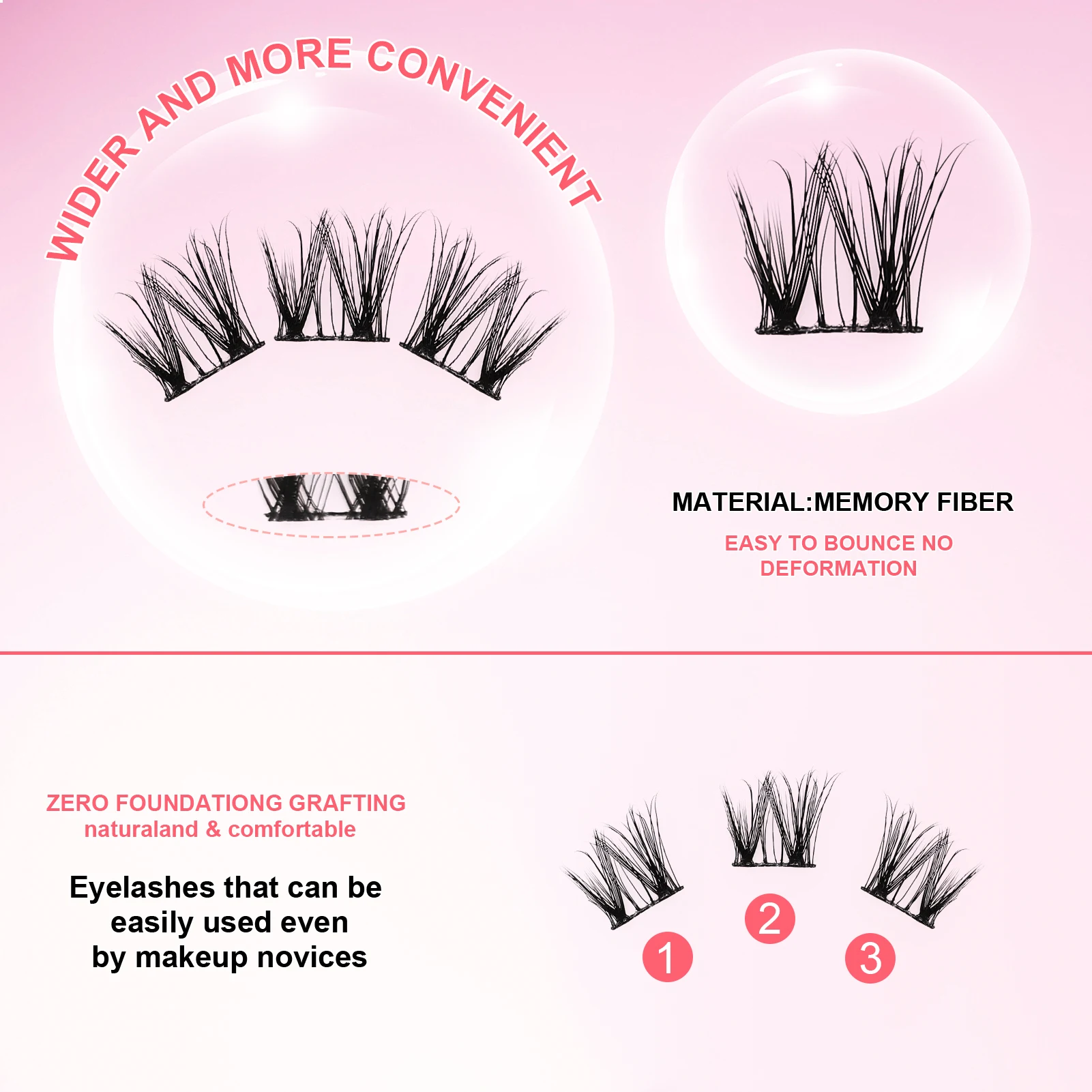 Ultra-Light Reusable Strip Lashes Black Natural Lash Clusters Ideal for Cosplay and Costume Parties