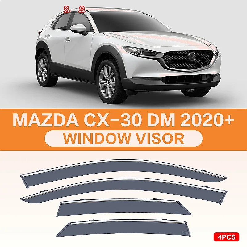 

For MAZDA CX-30 DM 2020+ Car Window Visor Rain Sun Shade Awning Side Windshield Auto Accessories Styling