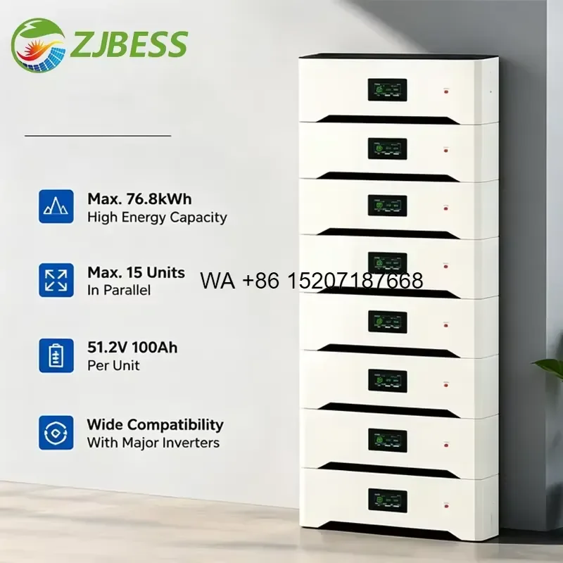 Wmwmnu Vertical Stackable Lithium Battery 15Kwh 20Kwh 51.2V with BMS for Expandable Residential Solar Power System