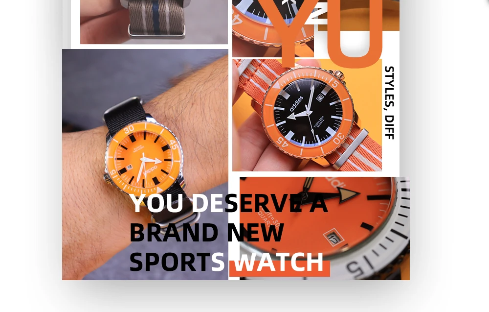 ADDIES 44mm Herren-Quarzuhr BGW9 Super Leuchtend 50m Wasserdicht Datumsfunktion Nylonarmband Casual Outdoor Herrenuhr – Detail 3