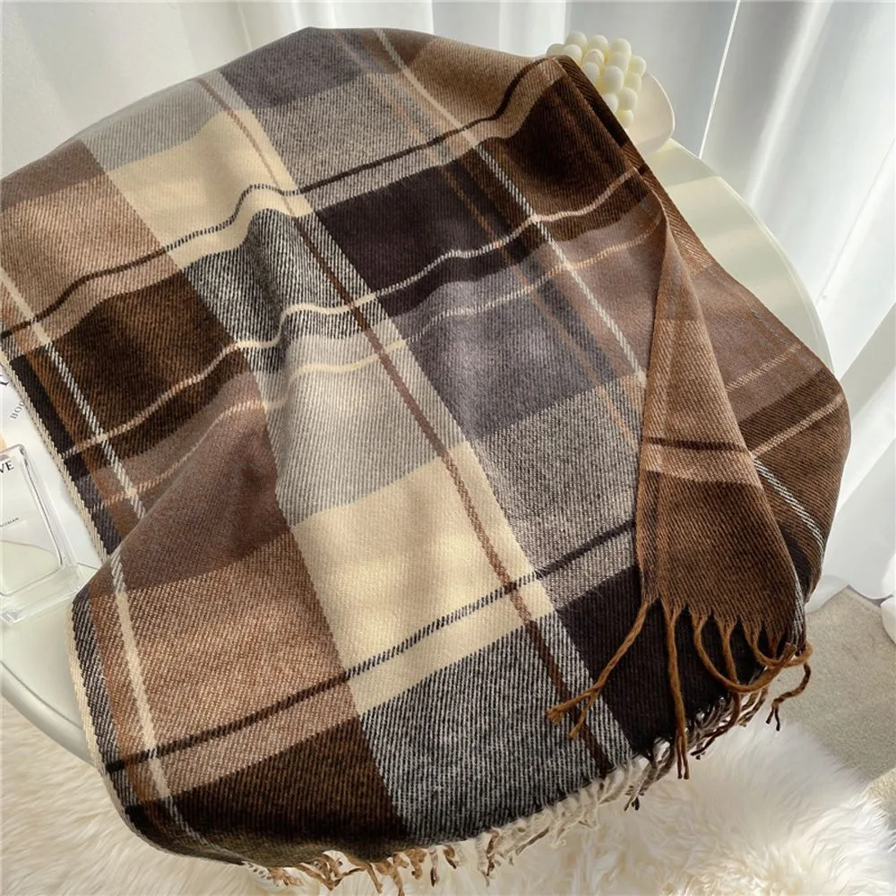 

Plaid Fashion Tassel Unisex Warm Scarf Women Cashmere Shawl Korean Style Scarves Men Scarf Blanket